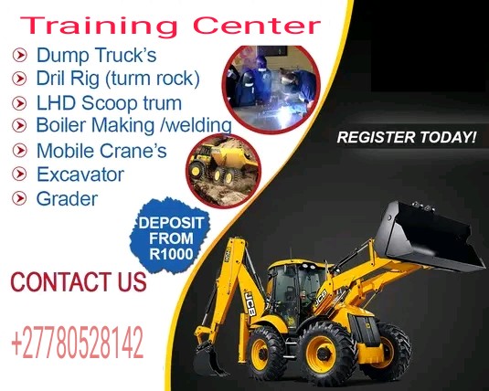 //+27780528142//Forklift & Heavy Equipment Training Register Today!!! Learn how to safely operate a Forklift, Reach Truck,Pallet Jack, Loader backhoe, Front end loader, Excavator, Overhead Crane,Pedestal mounted crane, Telescopic Handler, Dump Truck, Bulldozer, Grader. Boiler Making Training 》Stick Welding Training 》Arc Welding Training 》Argon Welding Training 》Co2 Welding Training 》Aluminium Welding Training 》Stainless Steel Welding Training 》Double Coded Welding Training 》Gas Welding Training Health and Safety 》Basic fire fighting training 》First Aid training 》Safety Officer Training Rigging 》Scaffolding